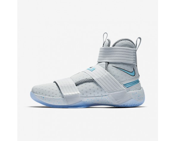 Chaussure Nike Lebron Soldier 10 Flyease Pour Homme Basketball Platine Pur/Gris Froid/Blanc/Ciel Éclatant_NO. 917338-040