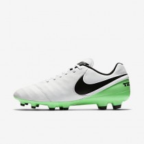 Chaussure Nike Tiempo Genio Ii Leather Fg Pour Homme Football Blanc/Vert Electro/Noir_NO. 819213-103