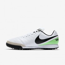 Chaussure Nike Tiempox Genio Ii Leather Tf Pour Homme Football Blanc/Vert Electro/Noir_NO. 819216-103