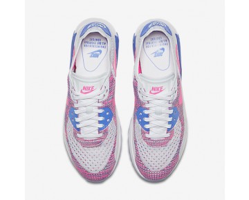 Chaussure Nike Air Max 90 Ultra 2.0 Flyknit Pour Femme Lifestyle Blanc/Bleu Moyen/Melon Brillant/Rose Coureur_NO. 881109-103