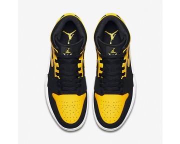 Chaussure Nike Air Jordan 1 Mid Pour Homme Lifestyle Noir/Blanc/Maïs Éclatant_NO. 554724-035