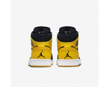 Chaussure Nike Air Jordan 1 Mid Pour Homme Lifestyle Noir/Blanc/Maïs Éclatant_NO. 554724-035