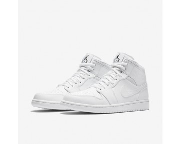 Chaussure Nike Air Jordan 1 Mid Pour Homme Lifestyle Blanc/Blanc/Noir_NO. 554724-110